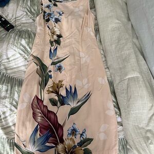 Hawaiian Floral Sleeveless Dress - Cream and Multicolor